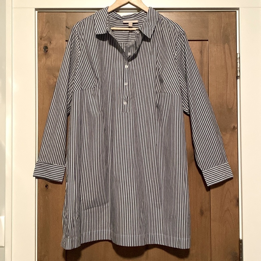 NWOT Woman Within tunic blouse Womens Plus Sz 1X pinstripe Nautical Coastal